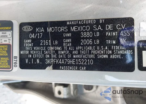 2017 Kia Forte Lx from USA, damaged, VIN 3KPFK4A79HE152210